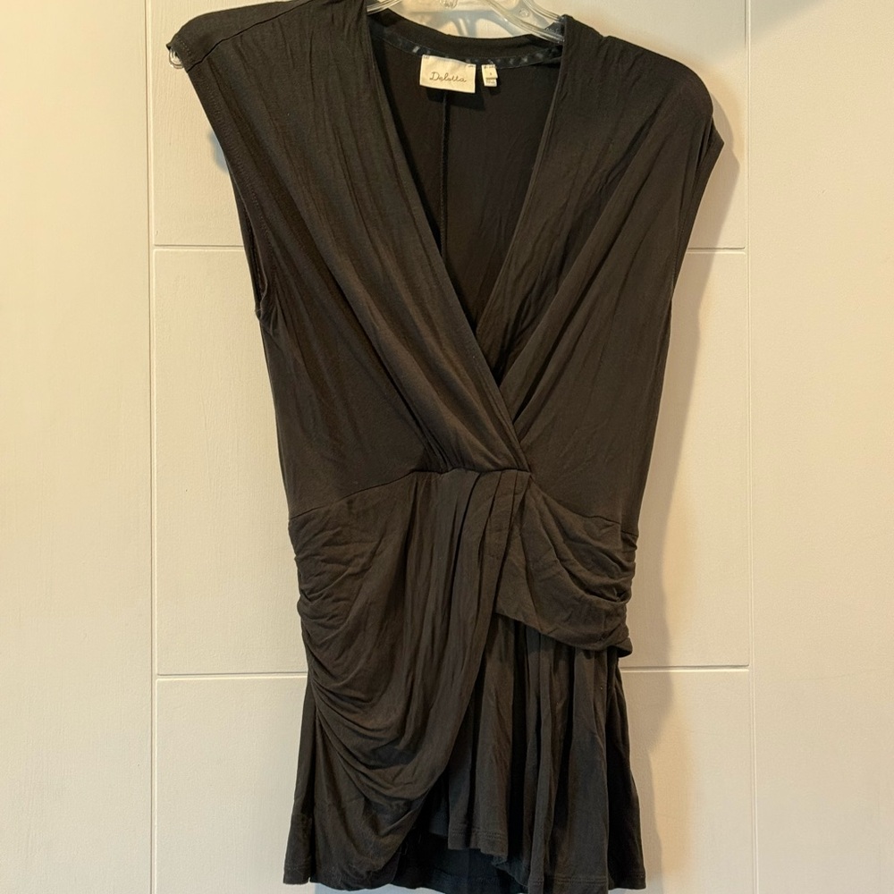 Anthropologie Deletta Olive green Draped V-Neck Top